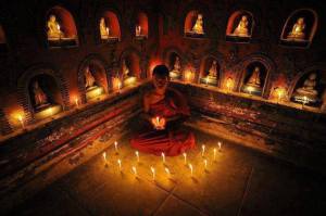 monk with candles